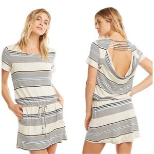 NWT Size MEDIUM Chaser‎ Strappy Draped Back Dress MSRP $98 Summer Nautical Beach